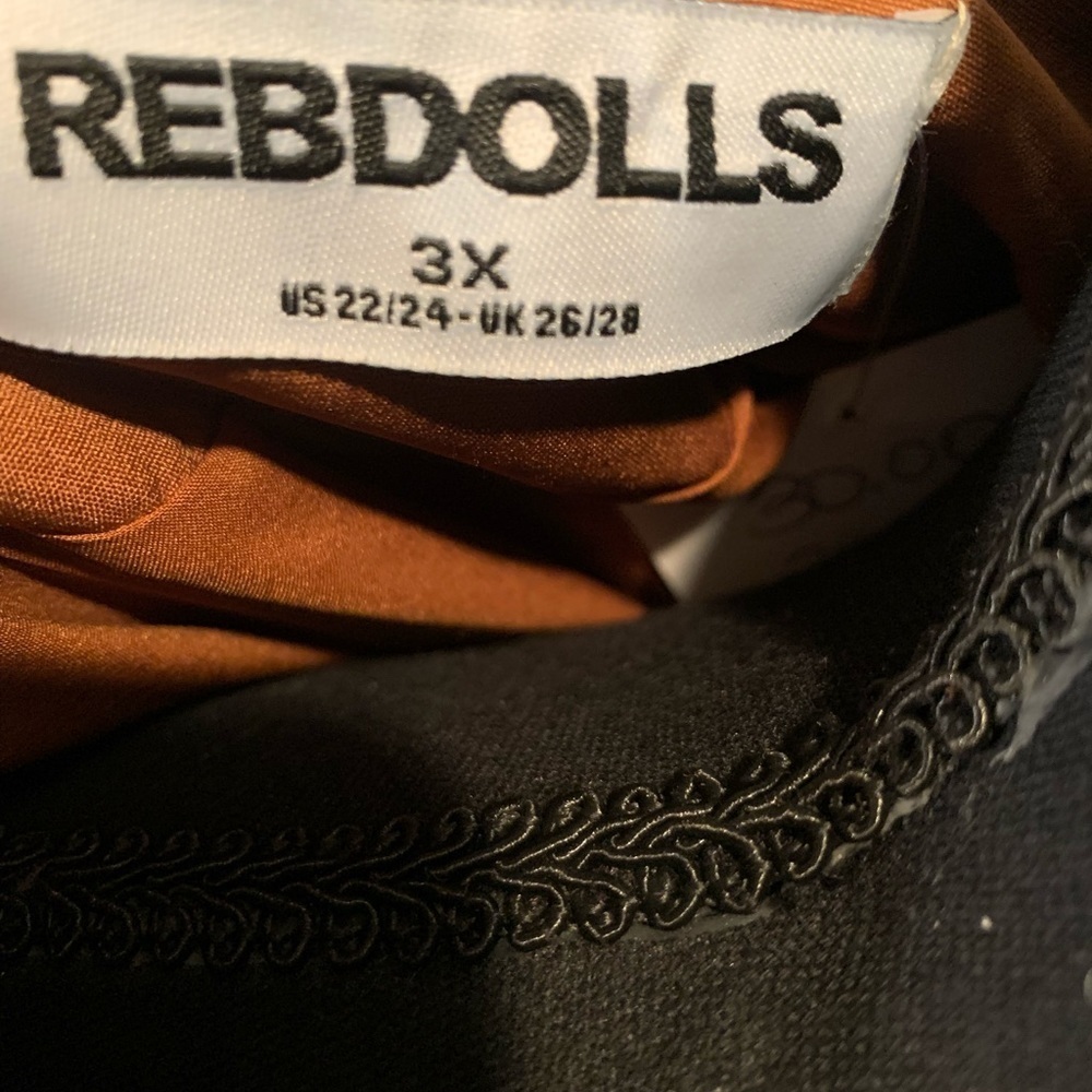 Rebdolls Caramel Blazer Plus Size Dress With Sheer Sleeves Size 3X - Picture 5 of 6